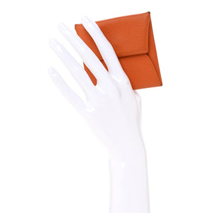Hermes Epsom Bastia Verso Coin Purse Orange Lime