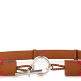 Hermes Toile Epsom Reversible Babord 24mm Belt Rose Extreme Gold