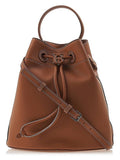 Luxury Burberry TB Logo Leather Small Bucket Bag Brown