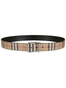 Luxury Burberry Men's Check Leather Belt Beige
