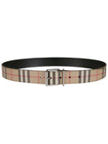 Luxury Burberry Men's Check Leather Belt Beige