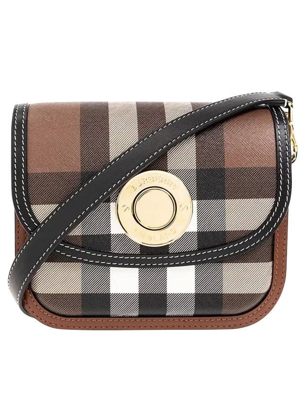 Luxury Burberry Elizabeth Check Leather Small Shoulder Bag Brown