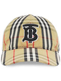 Luxury Burberry TB Logo Monogram Motif Vintage Check Ball Cap Beige