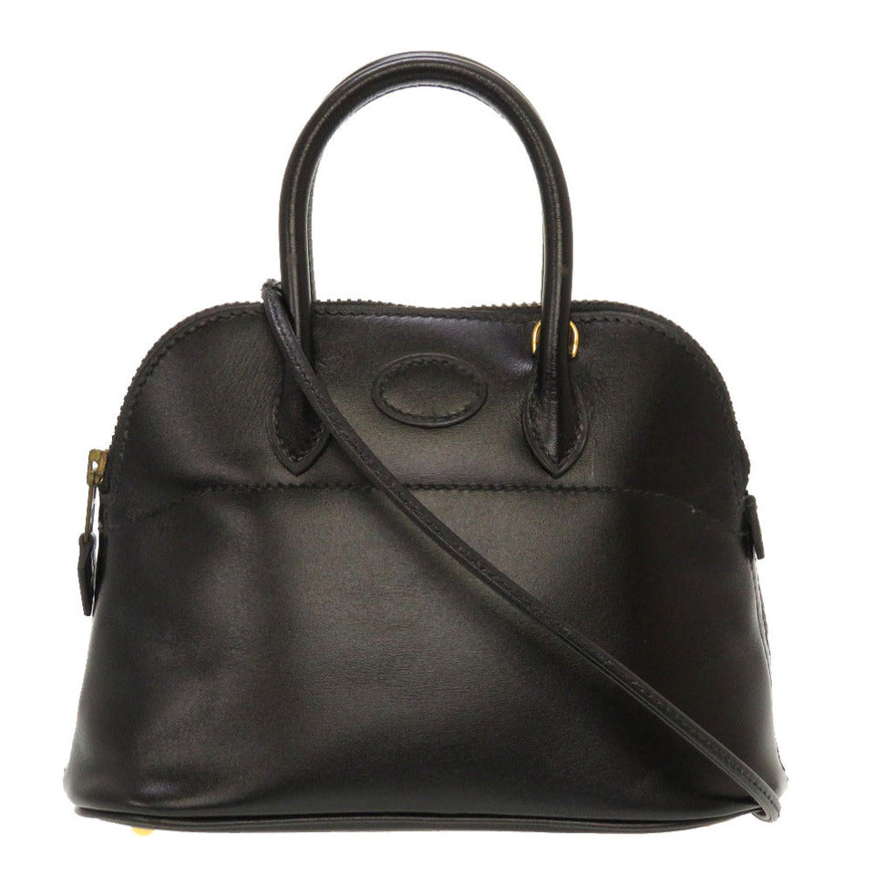Hermes Mini Bolide Boxcalf Black 〇V Engraved 2Way Handbag