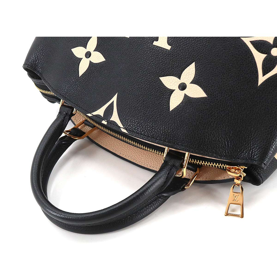 Louis Vuitton Bicolor Monogram Emplant Petit Palais PM Shoulder Bag Black Beige
