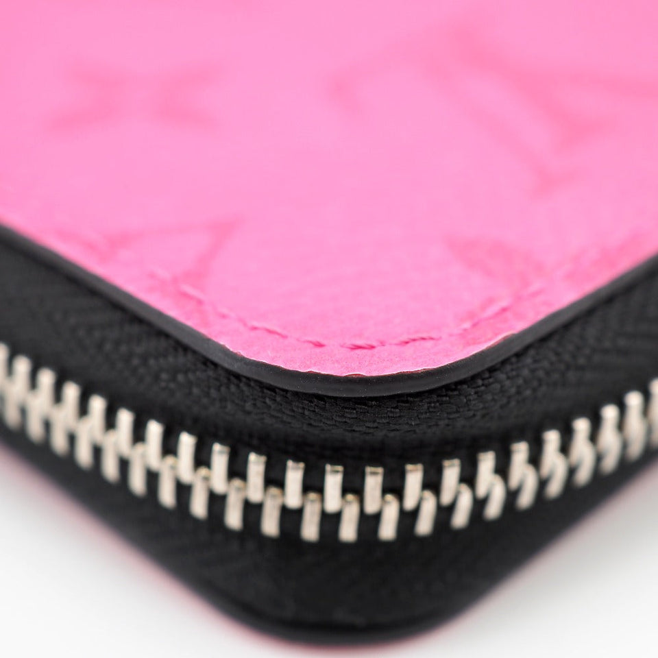 Louis Vuitton Zippy Wallet Vertical Coated Canvas Round Zipper Fuchsia Pink