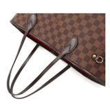 Louis Vuitton Damier Neverfull MM Tote Bag Ebene Brown Cerise Gold Metal Fittings