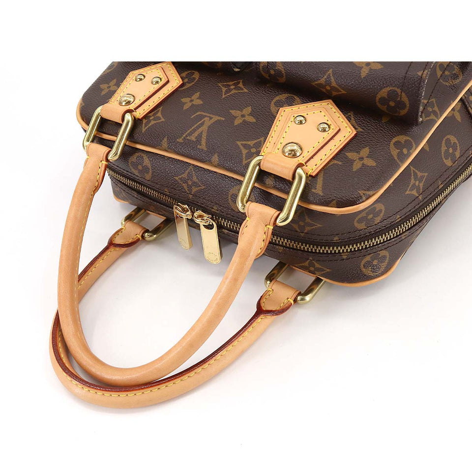 Louis Vuitton  Monogram Manhattan PM Hand Bag Brown Gold Hardware
