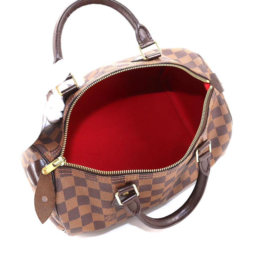 Louis Vuitton Damier Speedy 30 Hand Bag Ebene Brown Gold Hardware