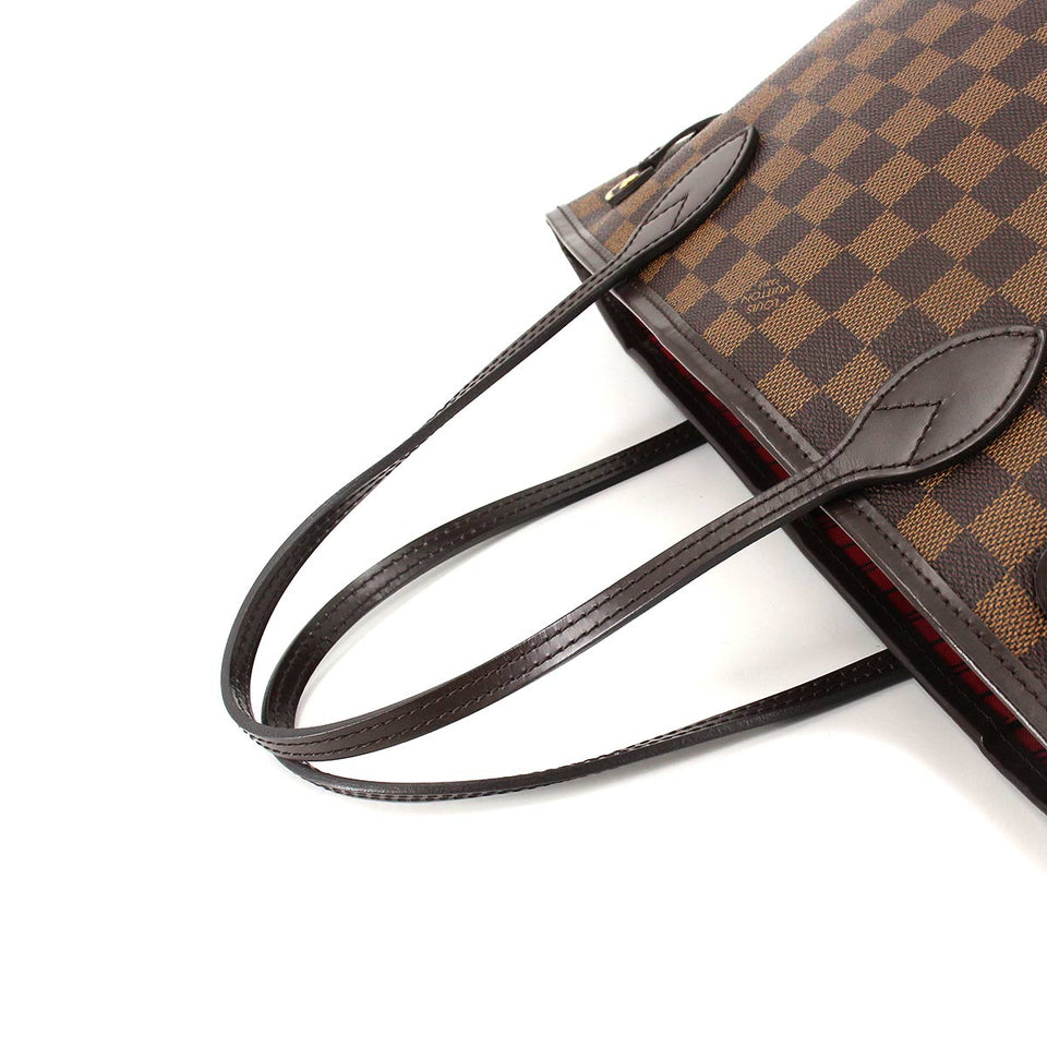 Louis Vuitton Damier Neverfull PM Tote Bag Brown Gold Hardware