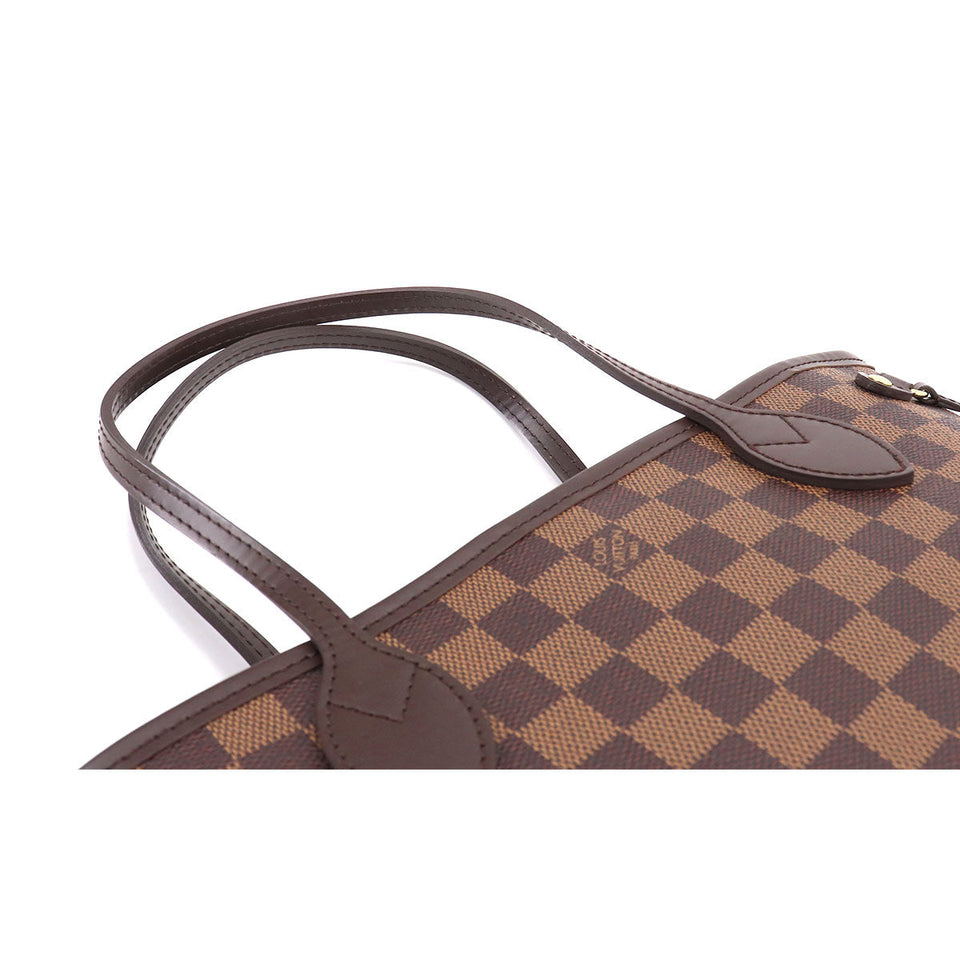 Louis Vuitton Damier Neverfull PM Tote Bag Ebene Brown Gold Hardware