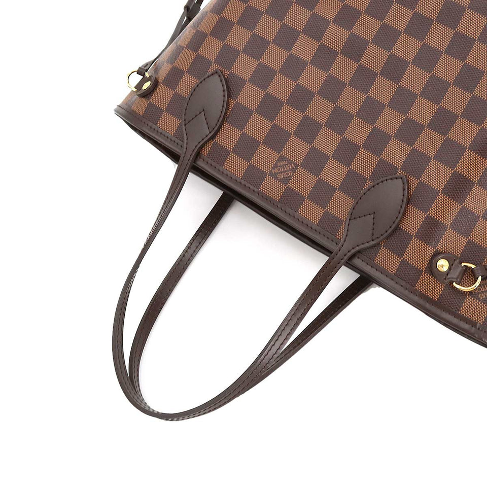 Louis Vuitton Damier Monogram Neverfull PM Tote Bag Brown Gold Hardware