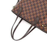Louis Vuitton Damier Monogram Neverfull PM Tote Bag Brown Gold Hardware