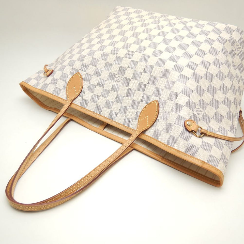 Louis Vuitton Damier Azur Neverfull MM Tote Bag White