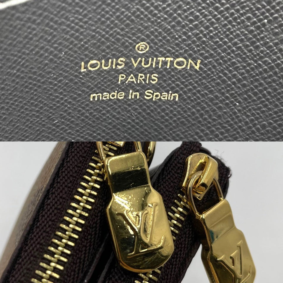 Louis Vuitton Pochette Double Zip Monogram Giant Shoulder Bag Clutch Brown
