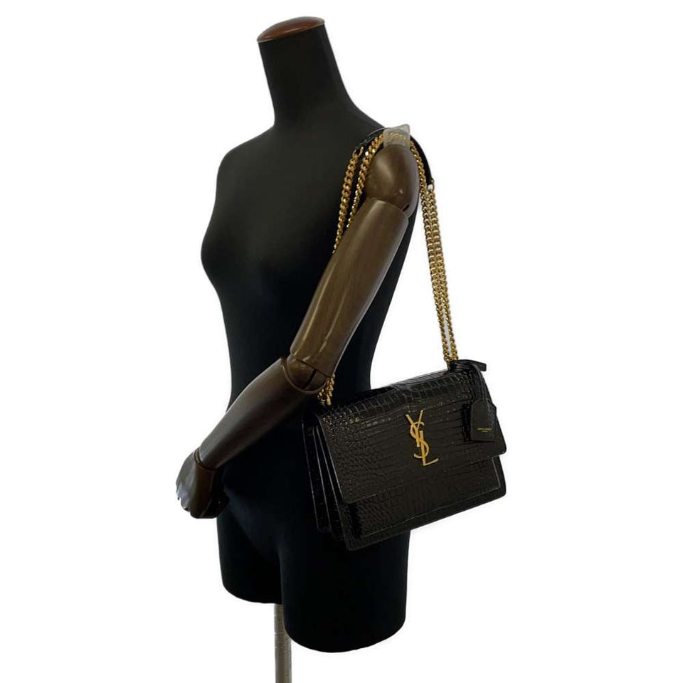 Saint Laurent- Paris Chain Shoulder Bag Embossed Sunset Black