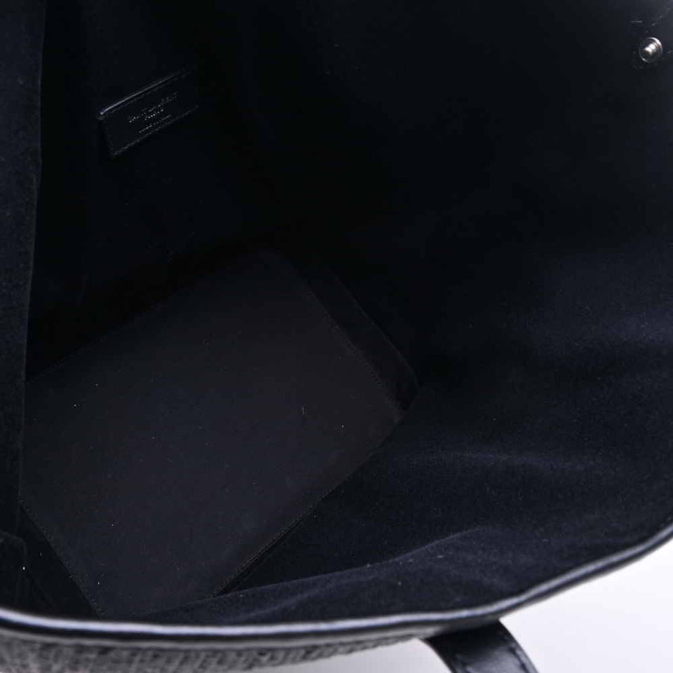 Saint Laurent- Raffia Leather Teddy Tote Bag Black