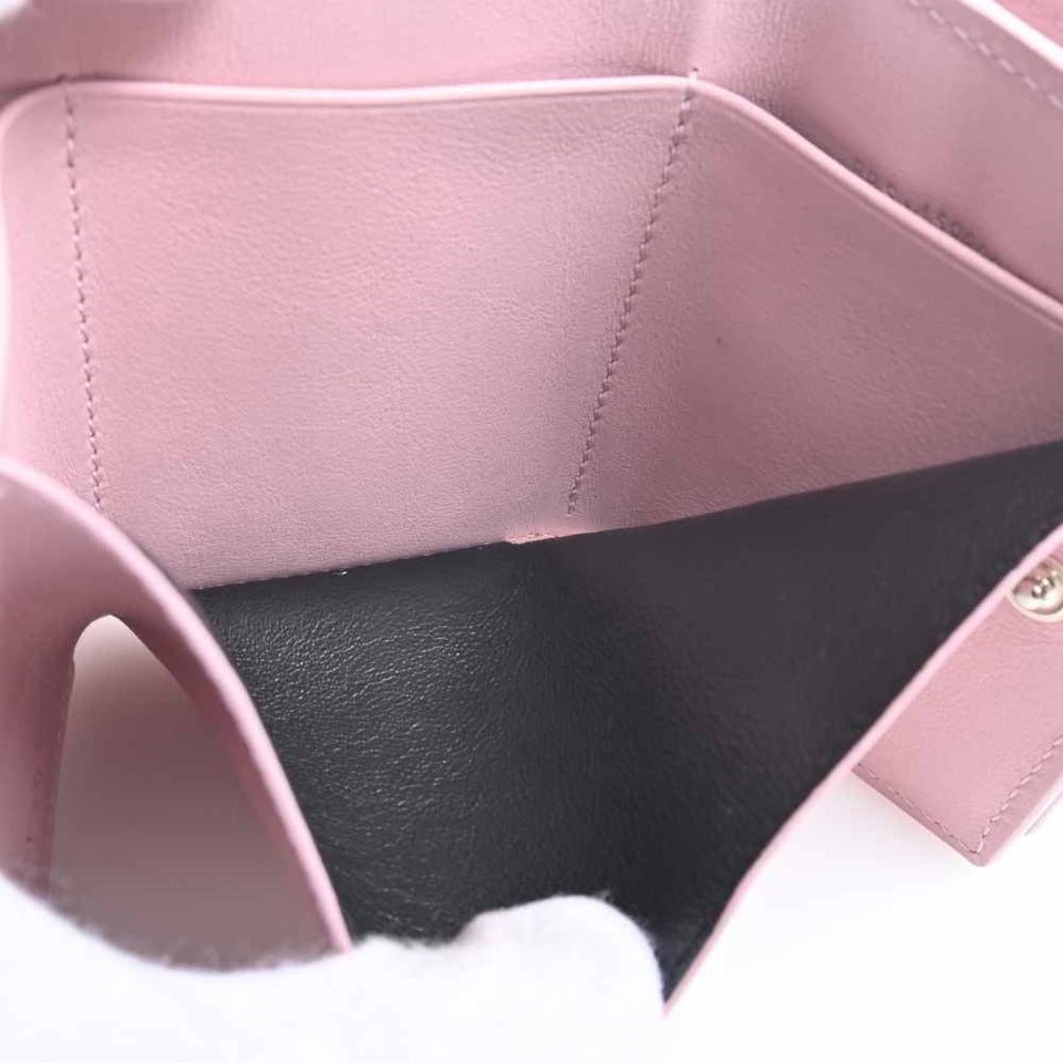 Saint Laurent- Leather Tiny Wallet Tri-fold Compact Wallet Pink