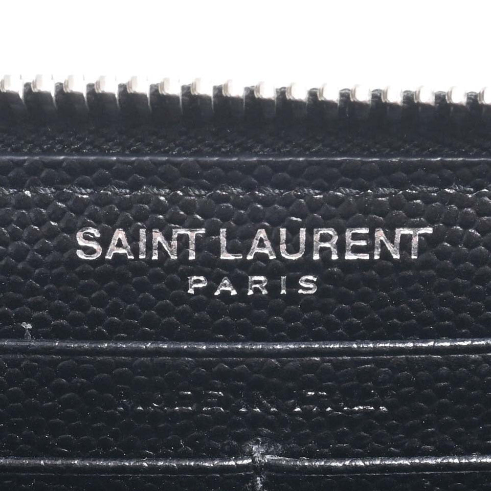 Saint Laurent- Leather Round Zipper Long Wallet Black