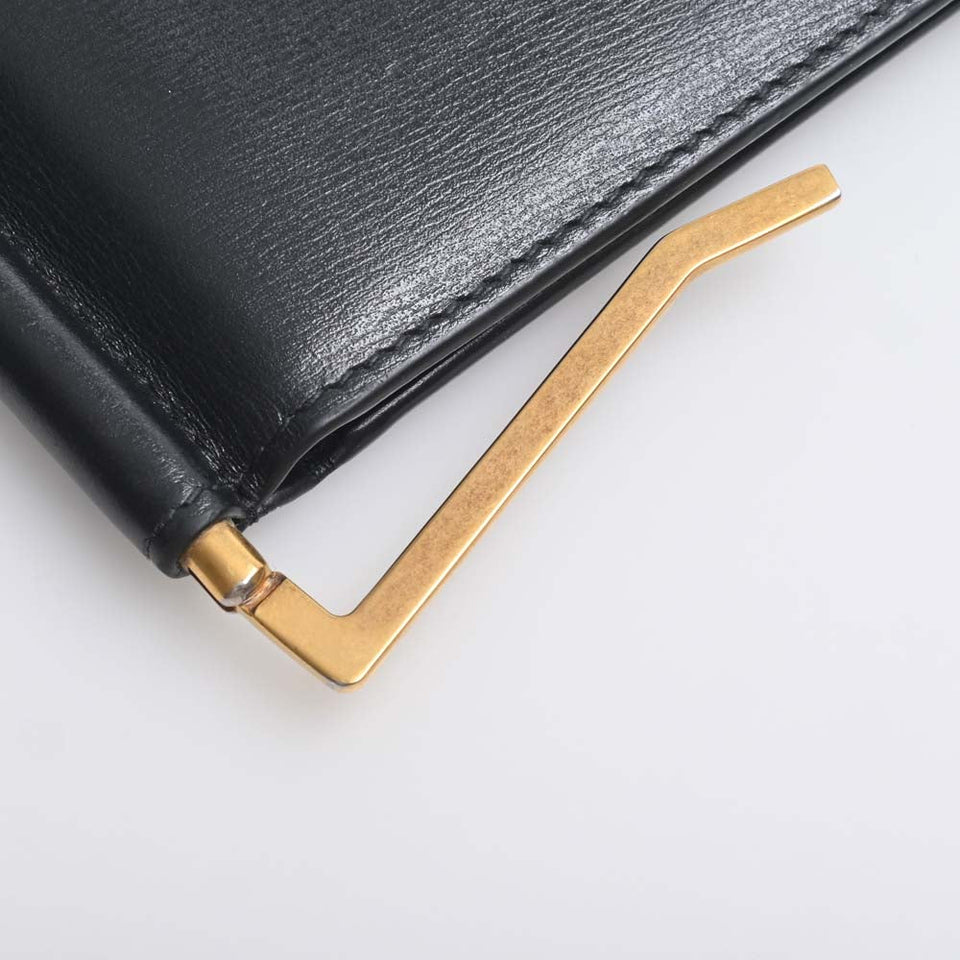 Saint Laurent- Leather Money Clip Bill Clip Wallet Billfold Black