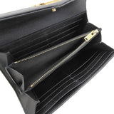 Saint Laurent- Leather V-stitch Bi-fold Long Wallet Black