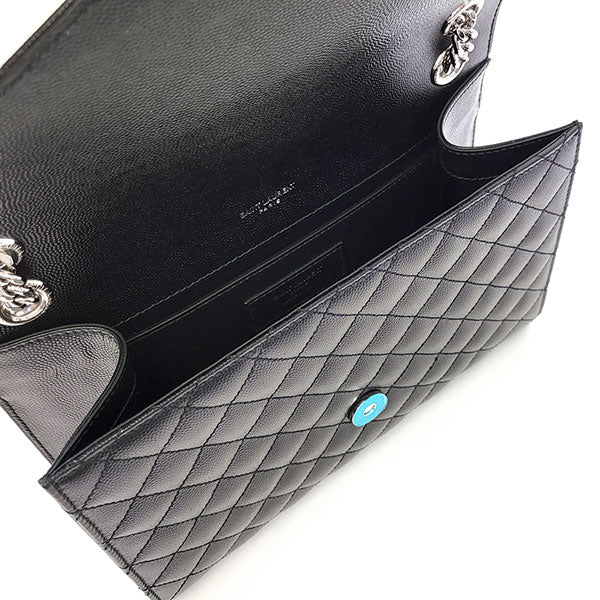 Saint Laurent- Envelope Medium Chain Shoulder Bag Black Silver
