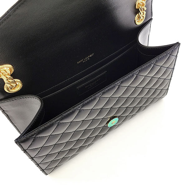 Saint Laurent- Envelope Medium Chain Shoulder Bag Black Gold