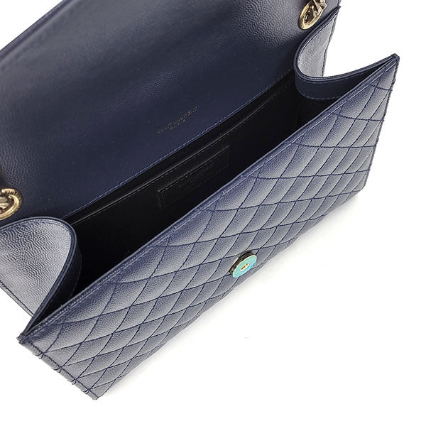 Saint Laurent- Envelope Medium Chain Shoulder Bag Marine Rouge Navy Gold