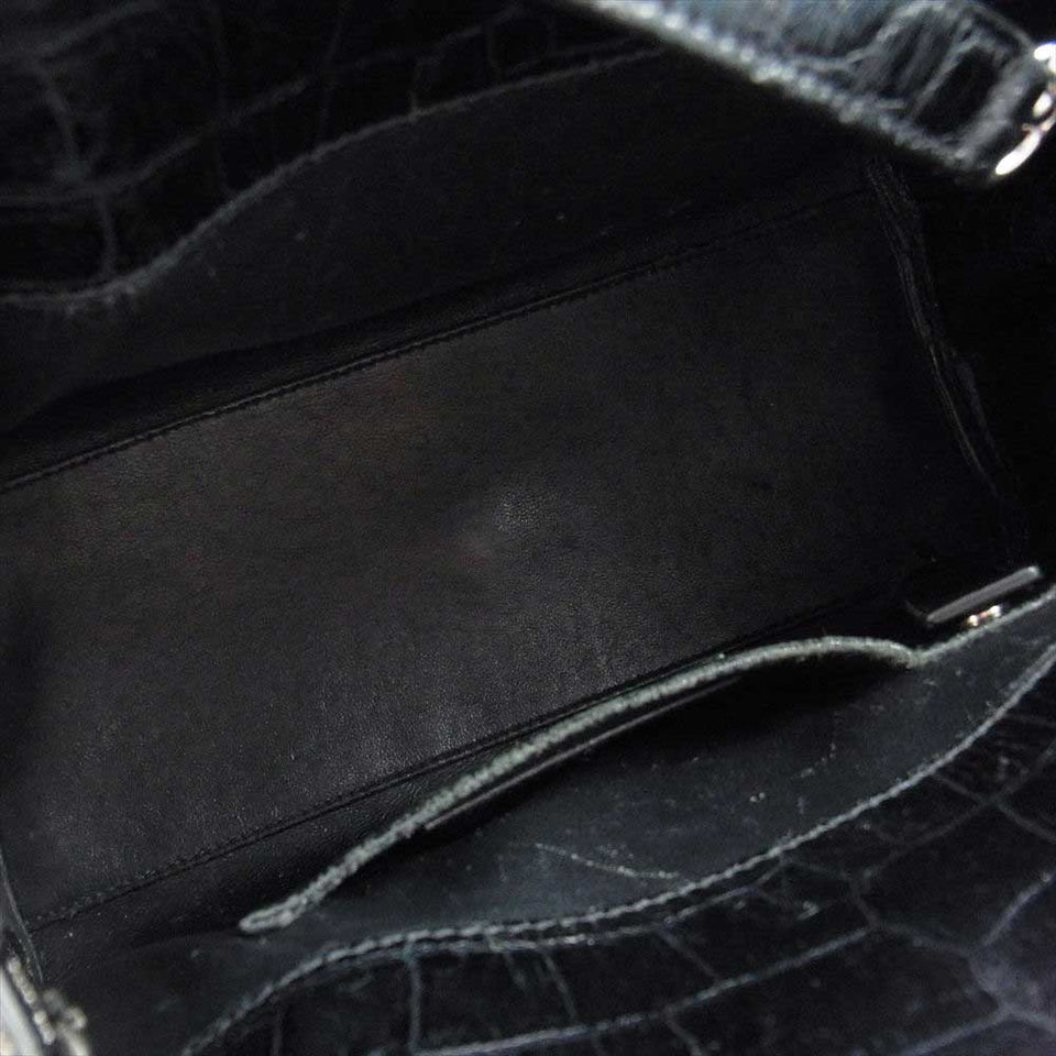 Saint Laurent- Shoulder Bag Jour Baby Crocodile Embossed Handbag Black