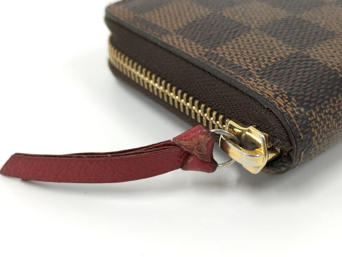 Louis Vuitton Portefeuille Clemence Round Zipper Long Wallet Damier Cerise