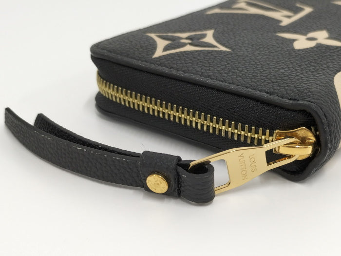 Louis Vuitton Zippy Wallet Round Zipper Long Wallet Monogram Amplant Black Beige