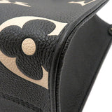 Louis Vuitton 2WAY Bag On The Go PM Tote Shoulder Bag Black x Beige