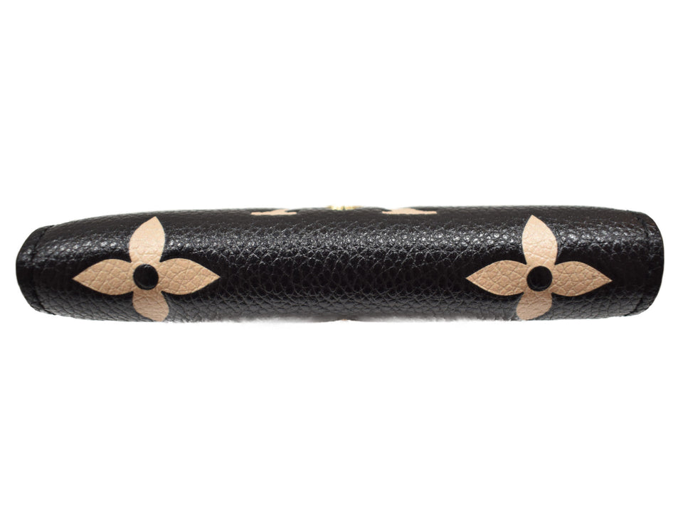 Louis Vuitton Portefeuille Victorine M80968 Folding wallet Monogram Implant leather Black x Beige
