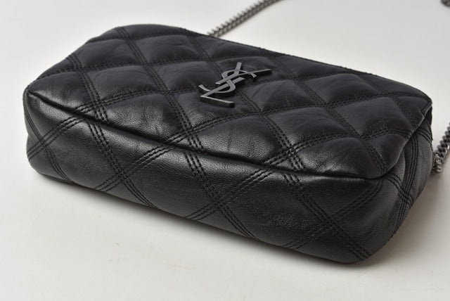 Saint Laurent- Becky Double Zip Pouch Mini Bag Clutch Bag Leather Black Saint Laurent