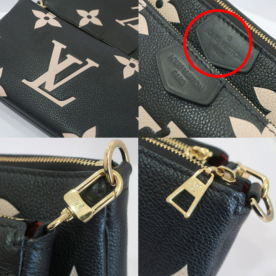 Louis Vuitton Multi Pochette Accessoires Bag Monogram Implant Leather Black Creme
