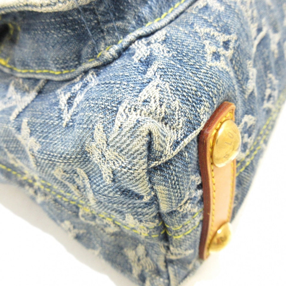 Louis Vuitton Baggy PM Shoulder Bag Blue Denim Leather