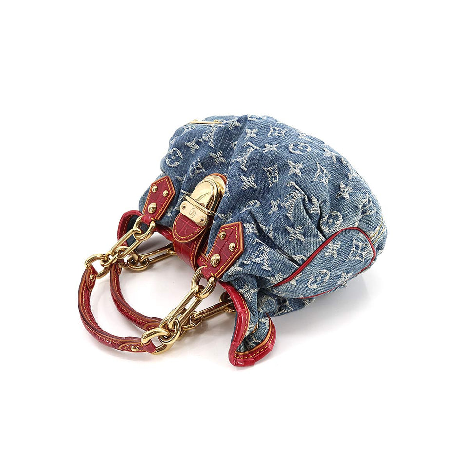 Louis Vuitton Monogram Denim Pleaty Aligator Shoulder Bag