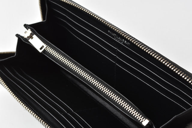 Saint Laurent- Wallet Long Wallet Monogram Crocodile Leather Black