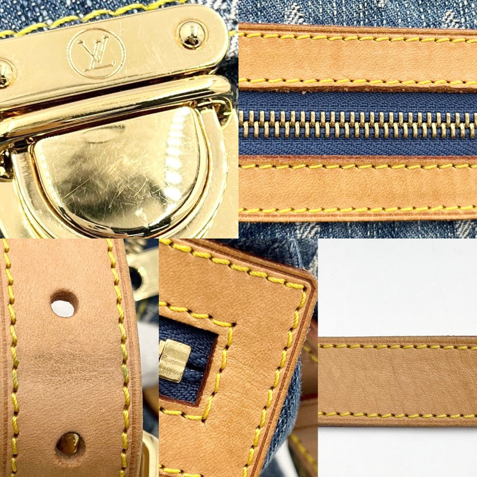 Louis Vuitton Monogram Denim Baggy PM Handbag Shoulder Bag Blue