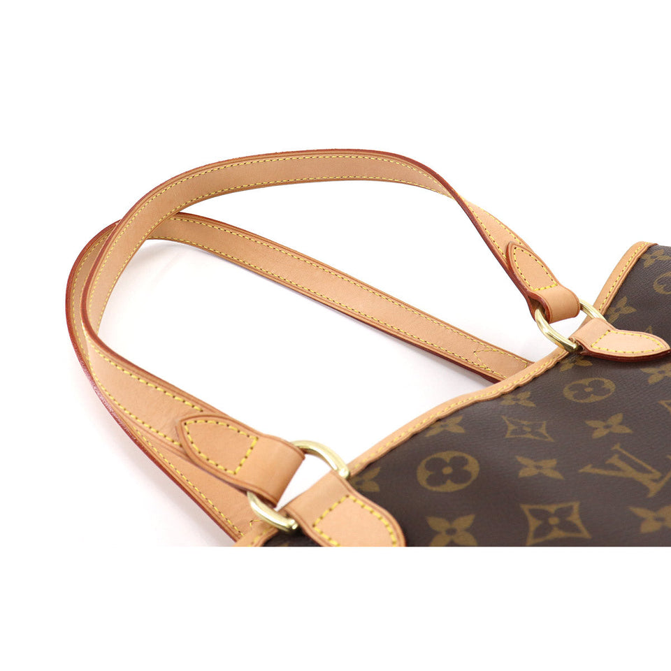 Louis Vuitton Monogram Batignolles Horizontal Tote Bag Brown Gold Metal Fittings