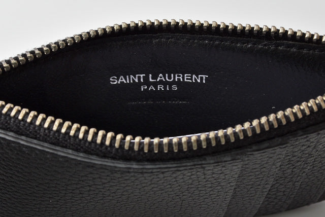 Saint Laurent- Paris Coin Case Card Case Neck Strap Leather Black