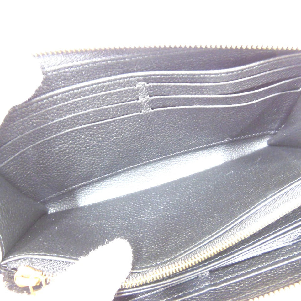 Louis Vuitton Round Zipper Long Wallet  Monogram Implant Black