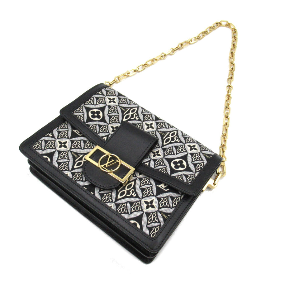 Louis Vuitton Dauphine MM Shoulder Bag Leather Monogram Black