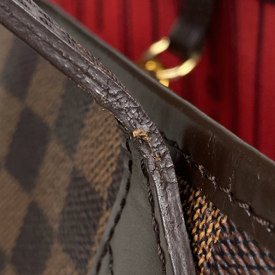 Louis Vuitton Neverfull MM Shoulder Bag Shopping Tote Bag Damier Brown