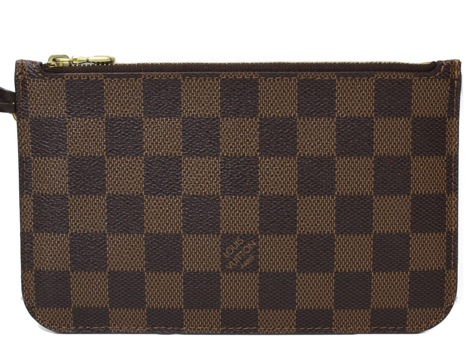 Louis Vuitton Neverfull PM Tote Bag Pouch Damier Ebene Brown