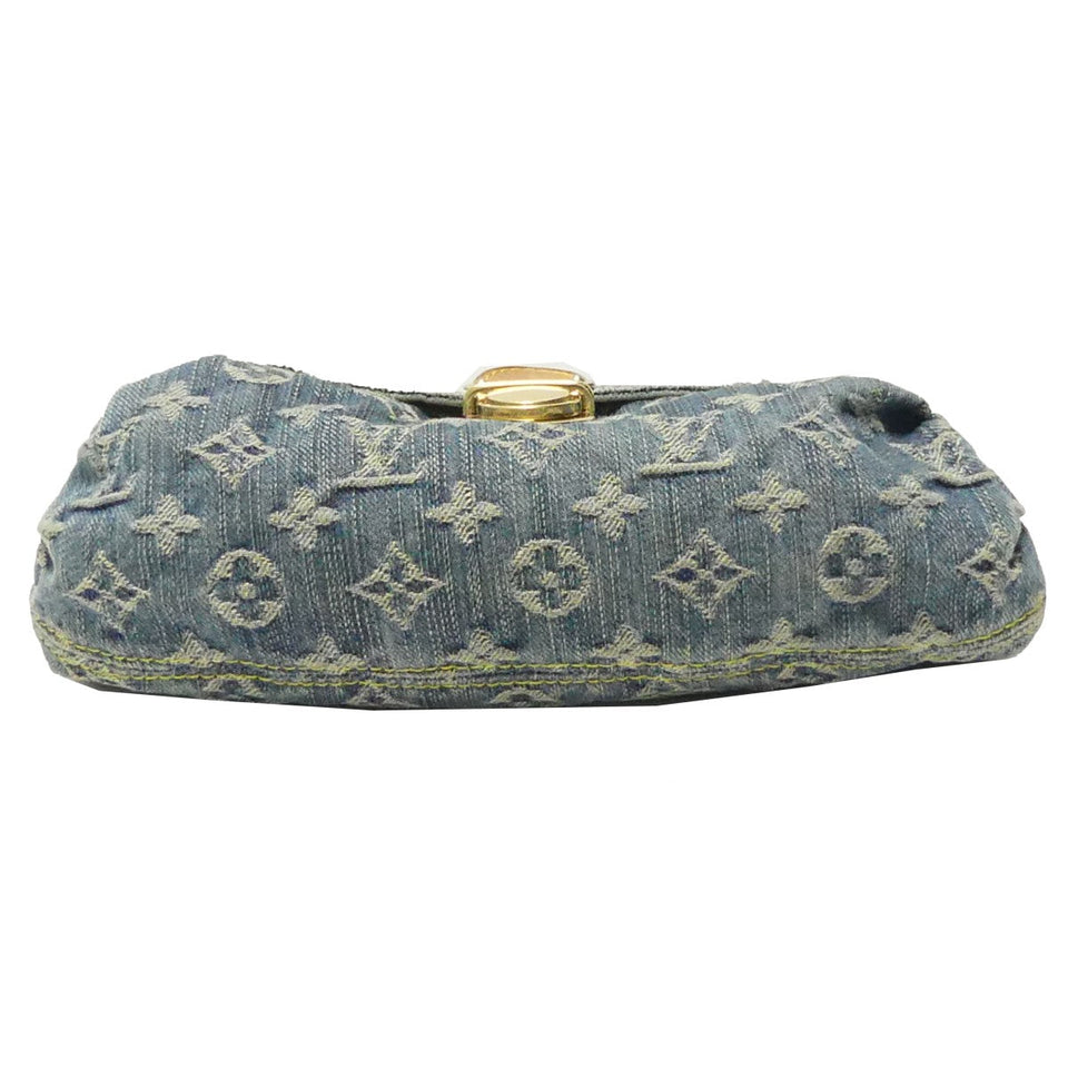 Louis Vuitton Mini Pleaty Monogram Denim Shoulder Bag Blue