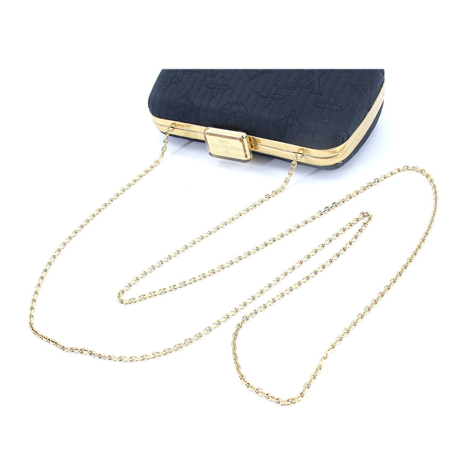 Louis Vuitton Monogram Motard Minaudière Chain Shoulder Clutch Bag Noir Black