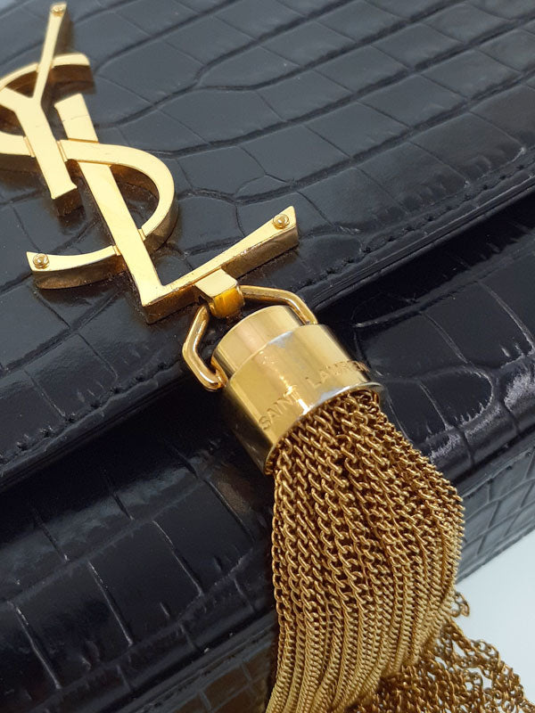 Saint Laurent- Paris Logo Kate Chain Shoulder Bag Black