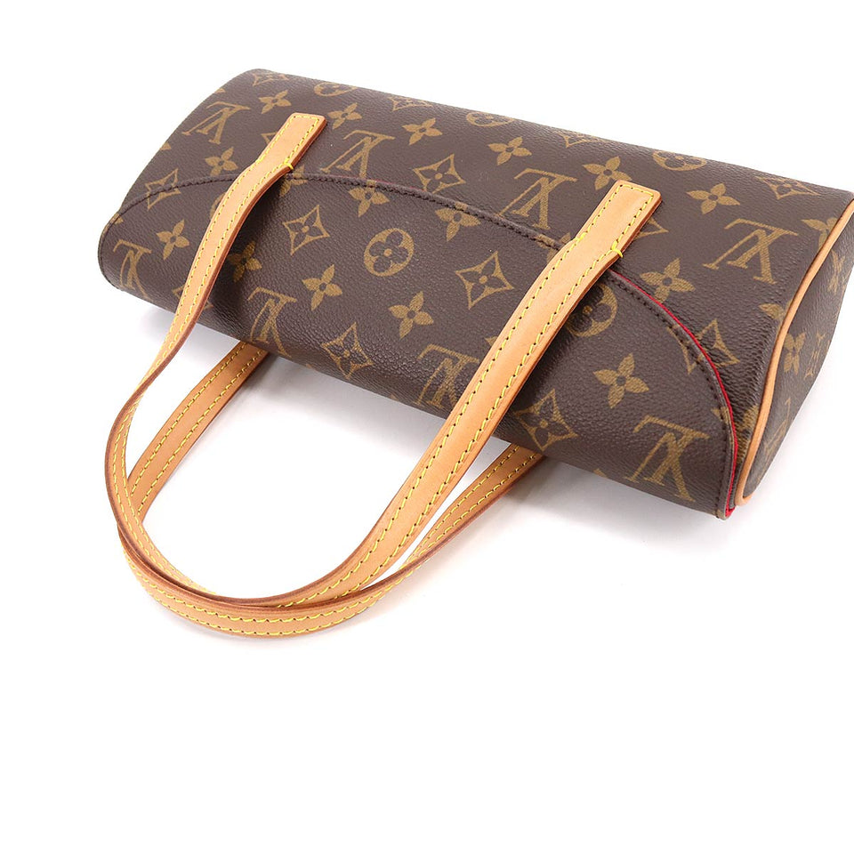 Louis Vuitton Monogram Sonatine Hand Bag Brown Gold Metal Fittings