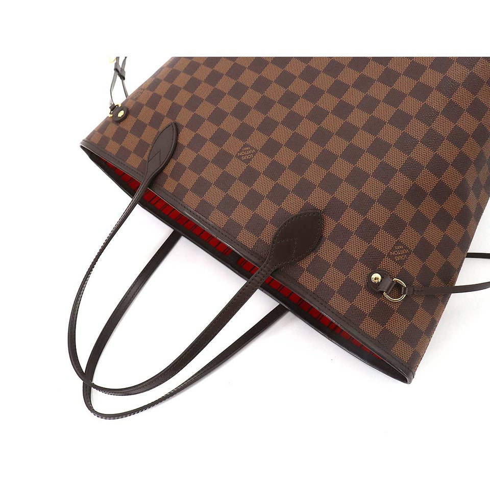 Louis Vuitton Damier Neverfull MM Tote Bag Brown Gold Metal Fittings